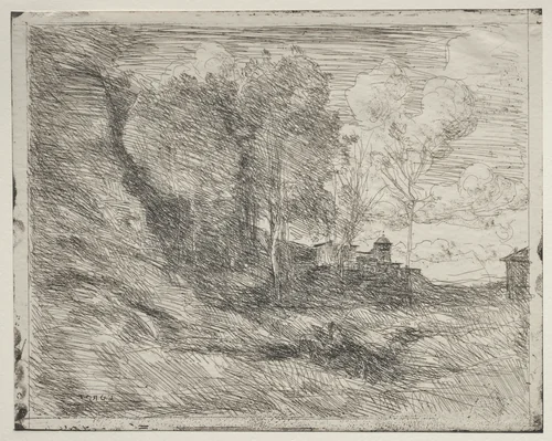 A Souvenir of Ostia by Jean-Baptiste-Camille Corot, print, 1921