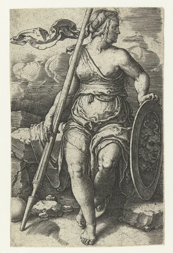 Pallas Athene by Lucas van Leyden, print, 1528-1532