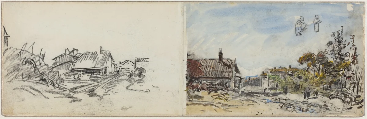 A Village near Brezins by Johan Barthold Jongkind, drawing, 1880-1891
