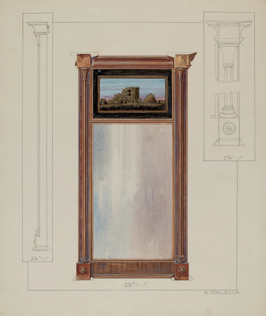 Colonial Mirror by Alfred Walbeck, index of american design, 1937
