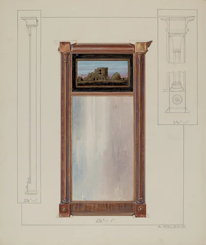 Colonial Mirror by Alfred Walbeck, index of american design, 1937