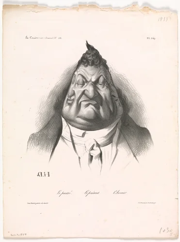 The Past, the Present, and the Future (Le passé – Le présent – L'Avenir), published in La Caricature, no. 166, Jan. 9, 1834 by Honoré Daumier, print, 1834