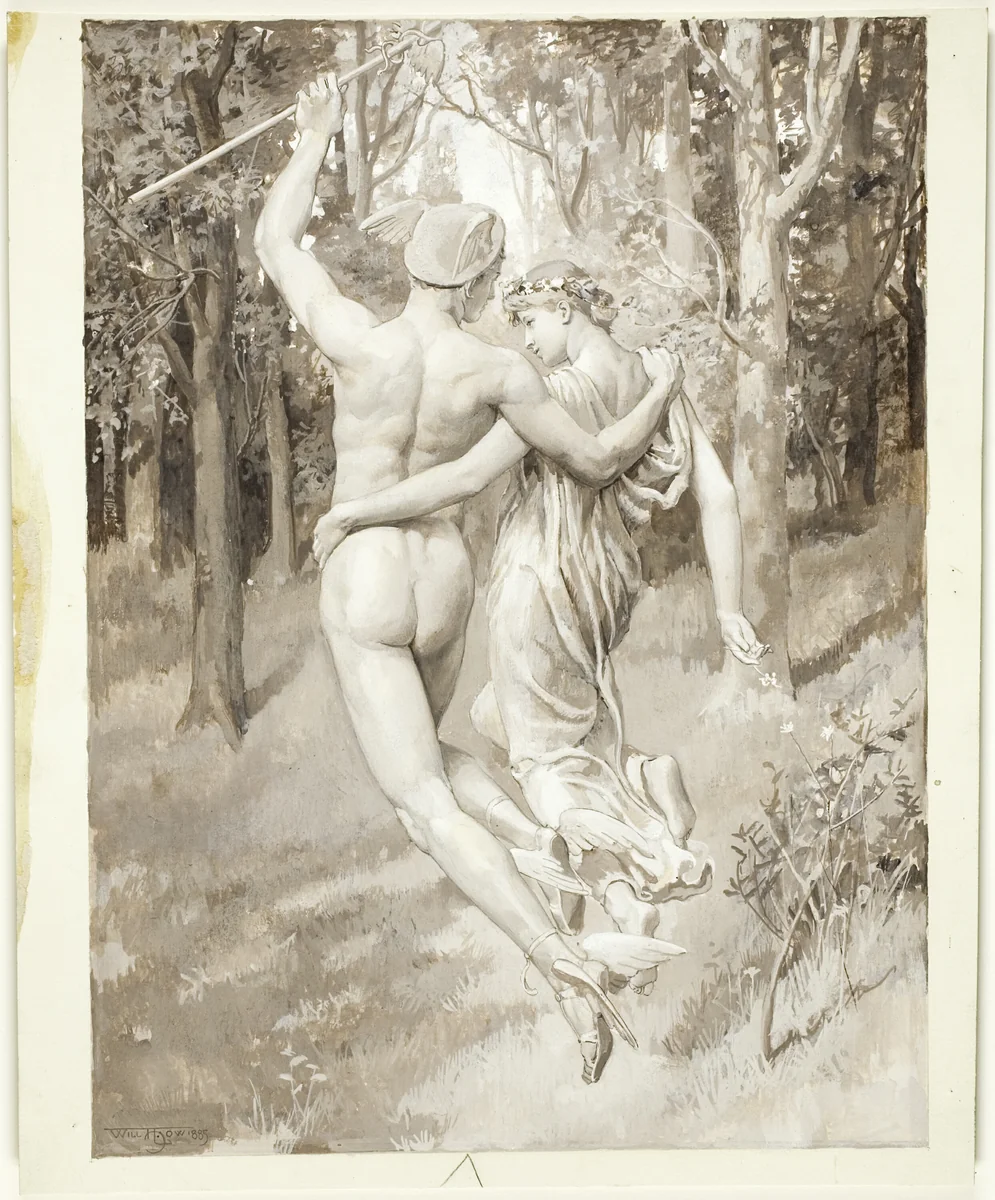 Into the Green Recessed Woods They Flew by Will Hicock Low, drawing, 1885