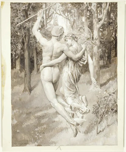 Into the Green Recessed Woods They Flew by Will Hicock Low, drawing, 1885