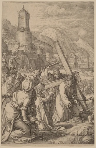 Christ Carrying the Cross by Hendrick Goltzius, print, 1598