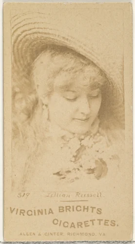 Card 319, Lillian Russell, from the Actors and Actresses series (N45, Type 1) for Virginia Brights Cigarettes by Allen & Ginter, photograph, 1885-1891
