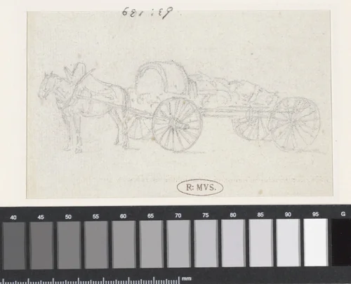 Wagen met paard by Georges Michel, drawing, 1773-1843