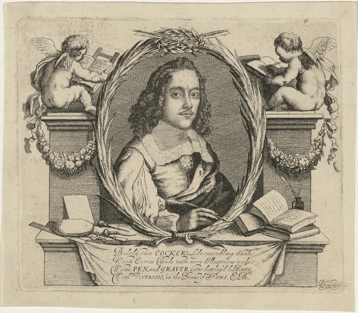 Edward Cocker, Arithmetician and Writing Master by Robert Gaywood, print, 1600-1710