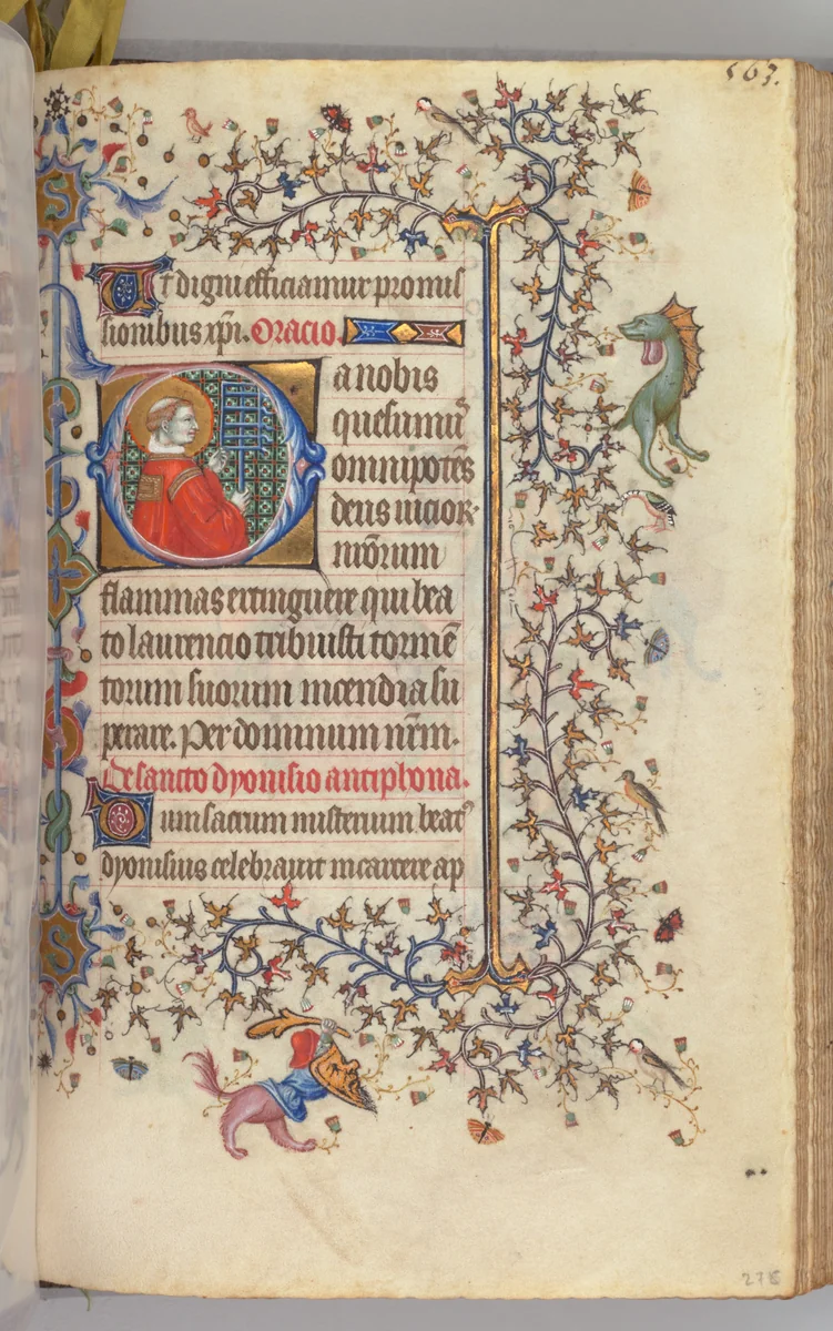 Hours of Charles the Noble, King of Navarre (1361-1425): fol. 276r, St. Lawrence by Master of the Brussels Initials and Associates, book, 1400-1410