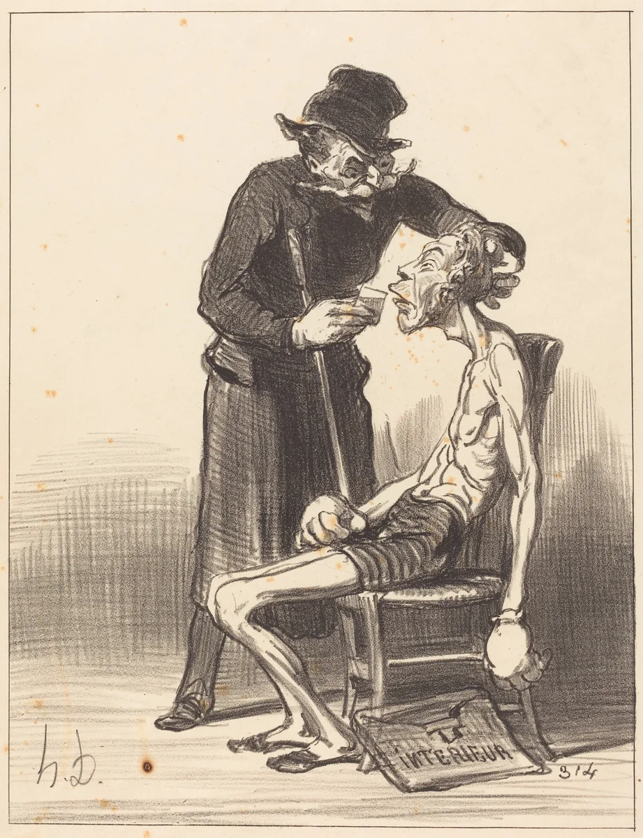Un Lutteur malheureux by Honoré Daumier, print, 1851