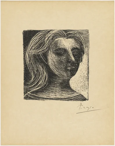 Head of a Woman, Face and Profile (Tête de Femme, Face et Profil) from Picasso dessins by Pablo Picasso, print, 1925