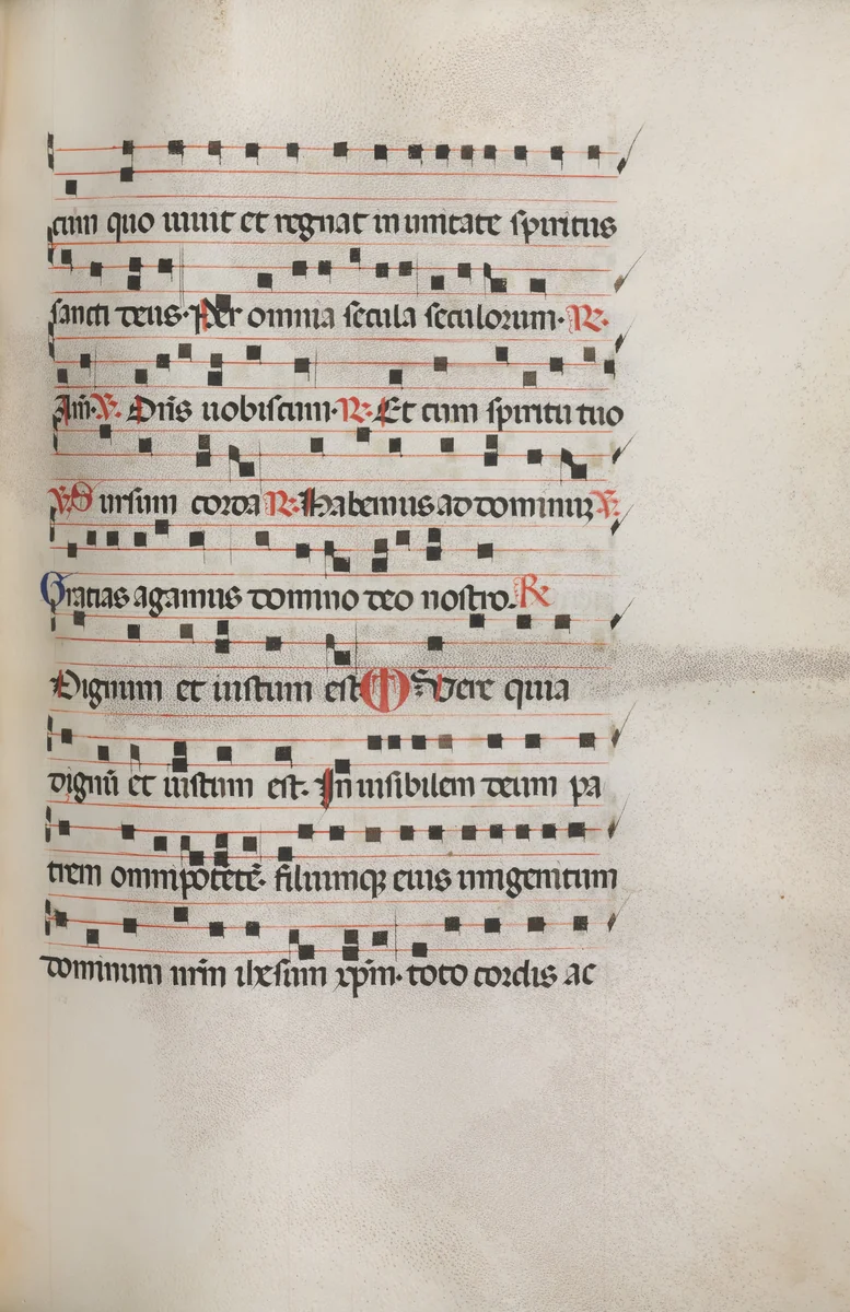 Missale: Fol. 154: Music for "Exultet" by Bartolommeo Caporali, book, 1469