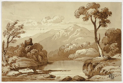 Mountainous Landscape with River by John Varley, drawing, 1815-1836