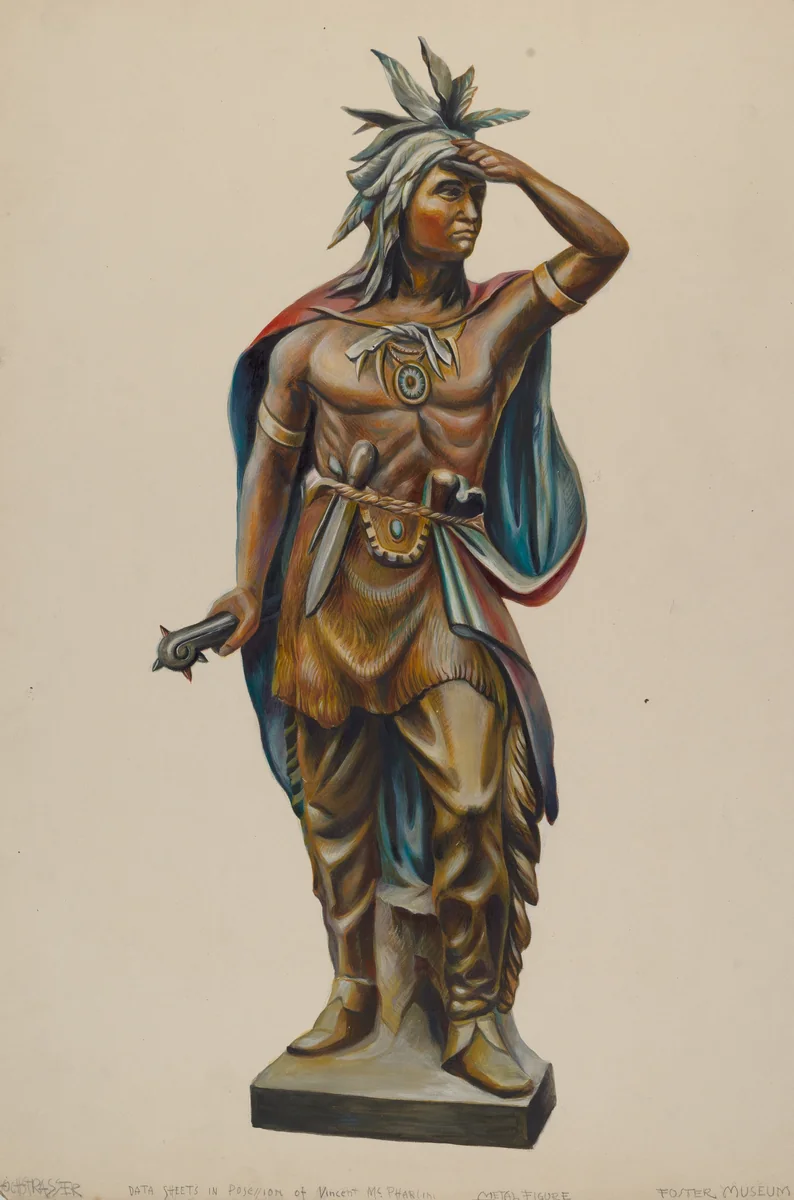 Cigar Store Indian by Walter Hochstrasser, index of american design, 1938