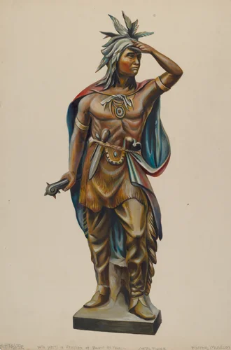 Cigar Store Indian by Walter Hochstrasser, index of american design, 1938