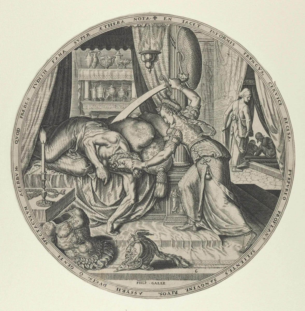 Judith, from "Famous Women from the Old Testament" by Philips Galle, print, 1550-1612