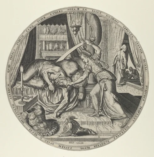 Judith, from "Famous Women from the Old Testament" by Philips Galle, print, 1550-1612