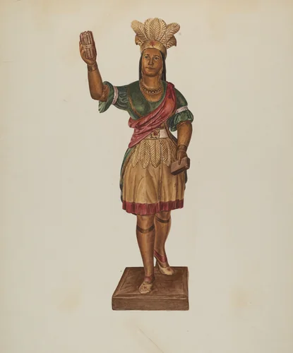 Cigar Store Indian by Lucille Lacoursiere, index of american design, 1938