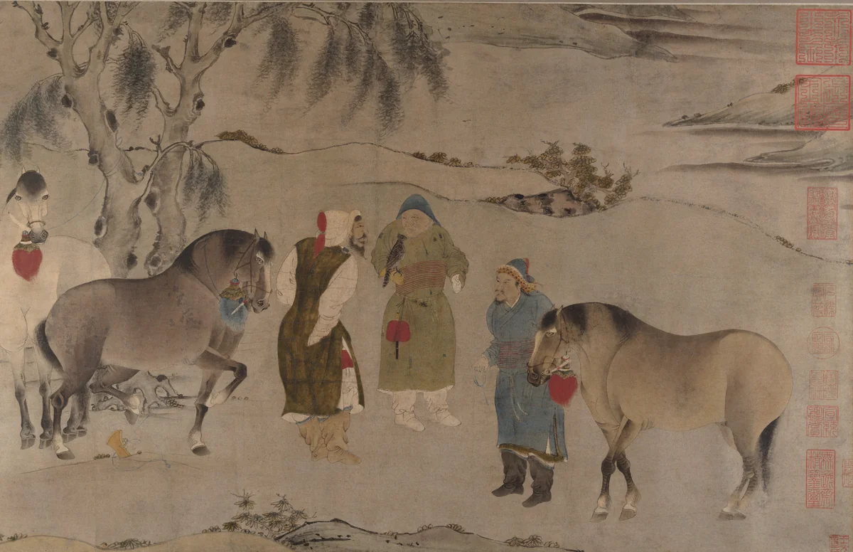 Six Horses by Unidentified artists, painting, 1200-1399
