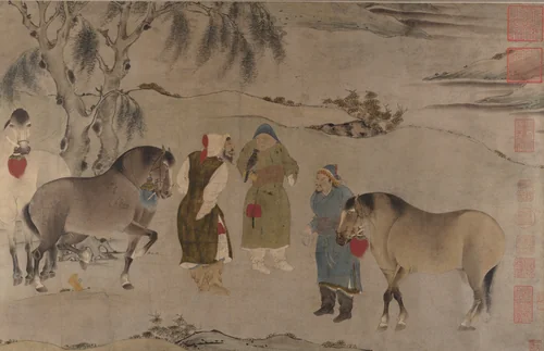 Six Horses by Unidentified artists, painting, 1200-1399