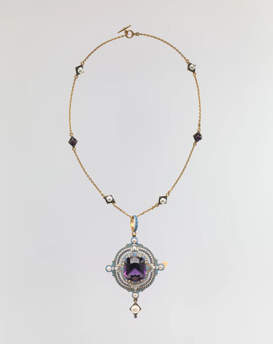 Renaissance revival pendant on chain by Carlo Giuliano, metalwork, 1830-1899