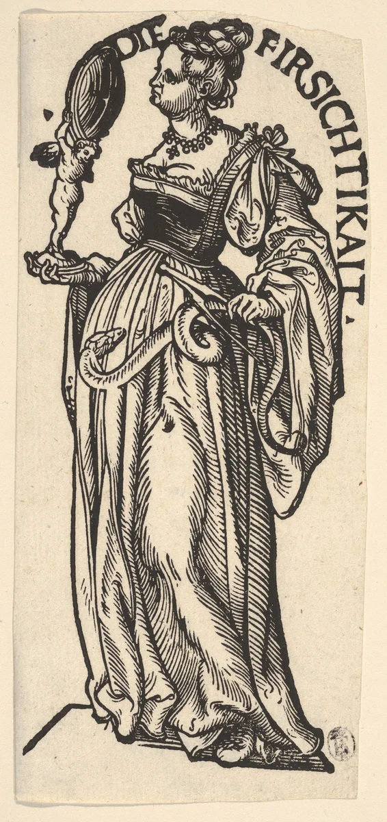 Prudence (Die Firsichtikait), from "The Seven Virtues" by Hans Burgkmair, print, 1498-1531