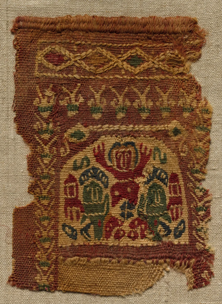 Fragment, Part of the Neck Ornament of a Tunic by Unknown, textile, 400-699