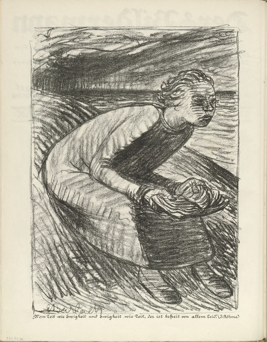 For Whom Time is an Eternity (Wem Zeit wie Ewigkeit) (plate, folio 26 verso) from the periodical Der Bildermann, vol. 1, no. 13 (Oct 1916) by Ernst Barlach, periodical, 1916