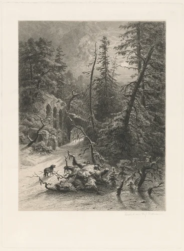 Winter by Eduard Willmann; Julius Mařák, print, 1871