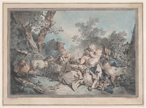 Shepherdess by Gilles Antoine Demarteau, print, 1780