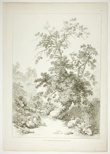 Plate Six of 38 from Oeuvres de J. B. Huet by Jean Baptiste Huet, print, 1796-1799