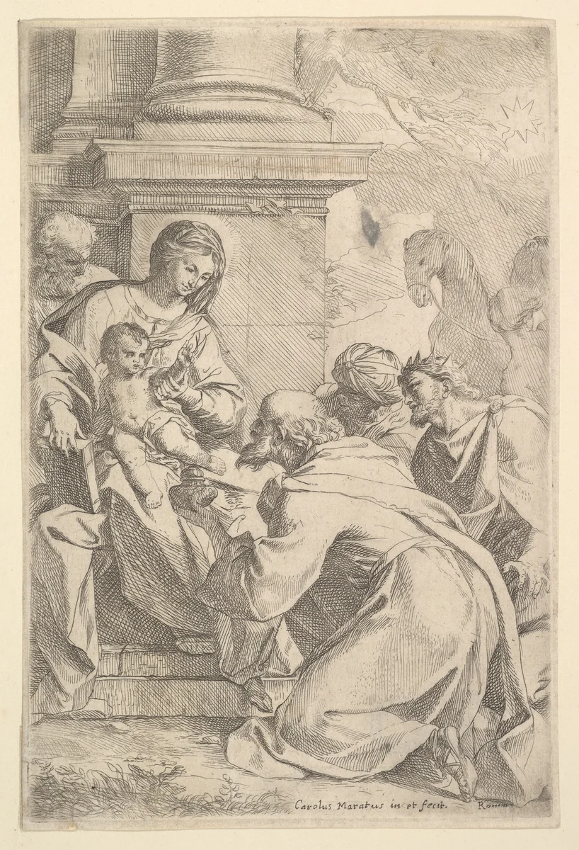 The Adoration of the Magi by Carlo Maratti, print, 1640-1713