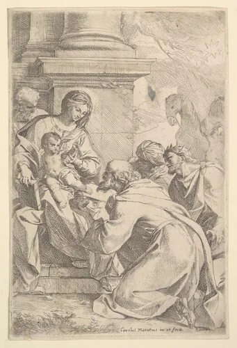 The Adoration of the Magi by Carlo Maratti, print, 1640-1713