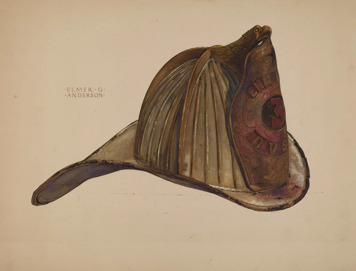 Fireman's Helmet by Elmer G. Anderson, index of american design, 1937