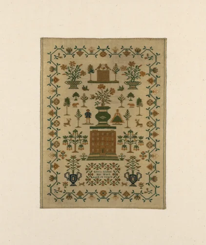 Sampler by Emma Riches, textile, 1800-1850