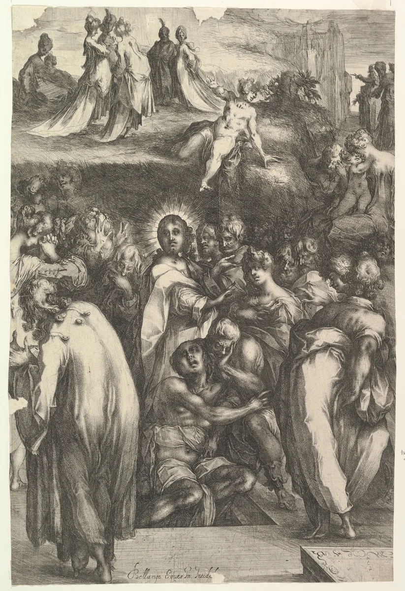The Raising of Lazarus by Jacques Bellange, print, 1595-1616