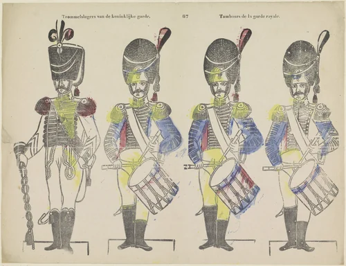 Trommelslagers van de koninklijke garde / Tambours de la garde royale by Philippus Jacobus Brepols, print, 1800-1833