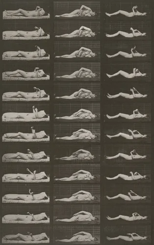 Plate Number 544. Artificially induced convulsions, lying down by Eadweard Muybridge, photograph, 1887