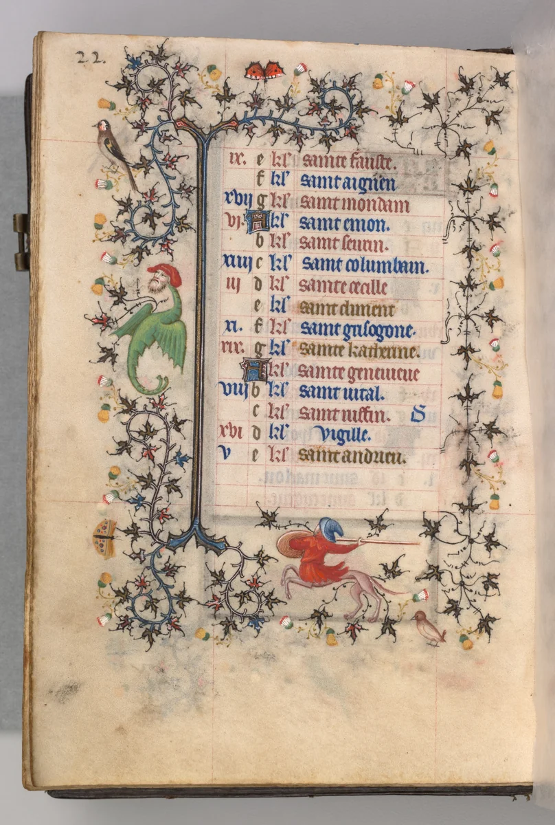 Hours of Charles the Noble, King of Navarre (1361-1425): fol. 11v, November by Master of the Brussels Initials and Associates, book, 1400-1410