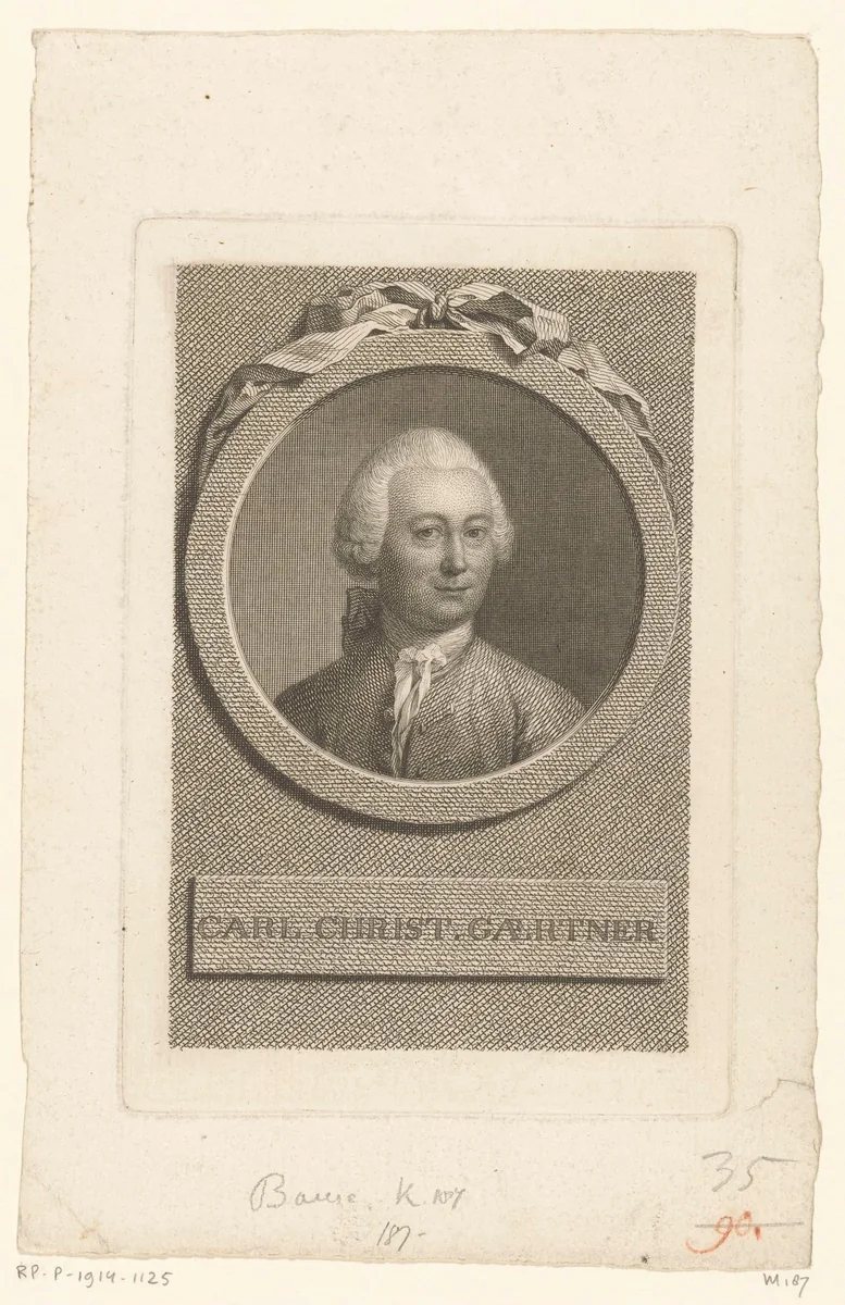 Portret van Karl Christian Gärtner by Johann Friedrich Bause, print, 1770