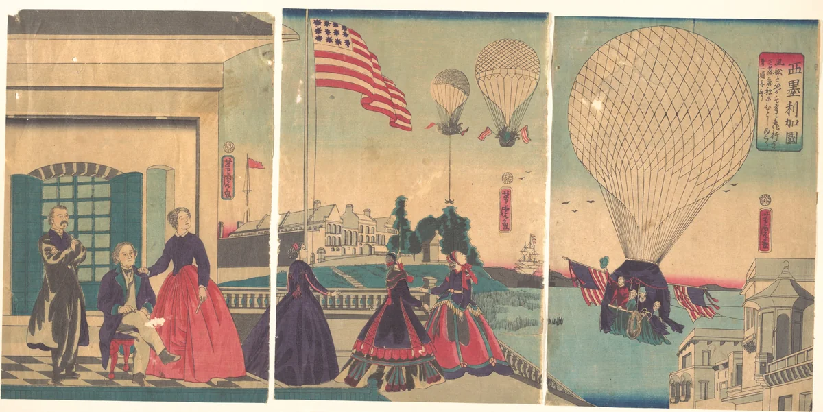 American Balloon Ascension (Amerikakoku) by Utagawa Yoshitora (歌川芳虎), print, 1867