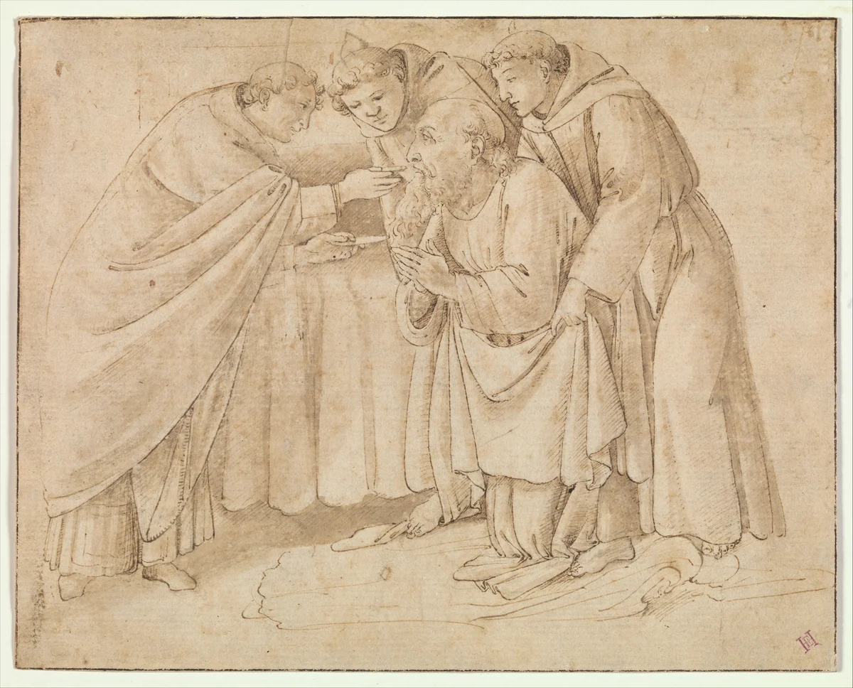 The Last Communion of Saint Jerome by Botticelli, drawing, 1486-1506