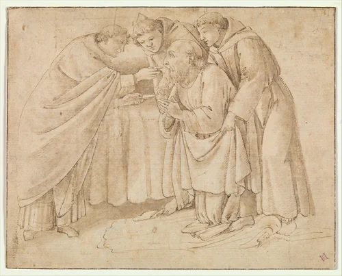The Last Communion of Saint Jerome by Botticelli, drawing, 1486-1506