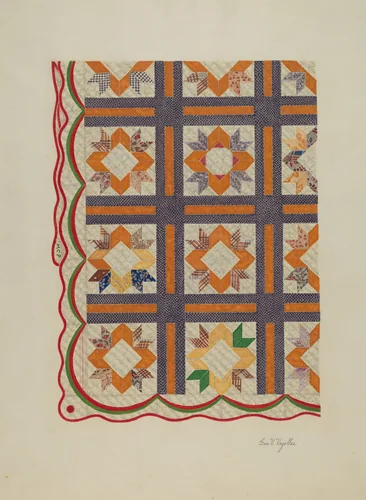 Patchwork Quilt by George V Vezolles, index of american design, 1937