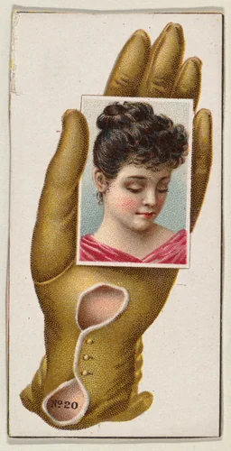 Card Number 20, cut-out from banner advertising the Opera Gloves series (G29) for Allen & Ginter Cigarettes by Allen & Ginter, print, 1885-1895