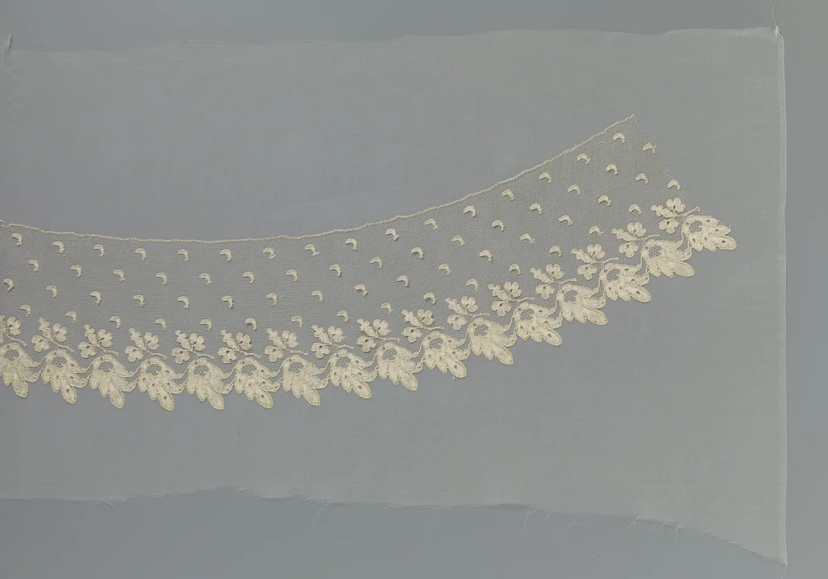 Strook kloskant met halve maantjes strooipatroon by anonymous, other, 1800-1899