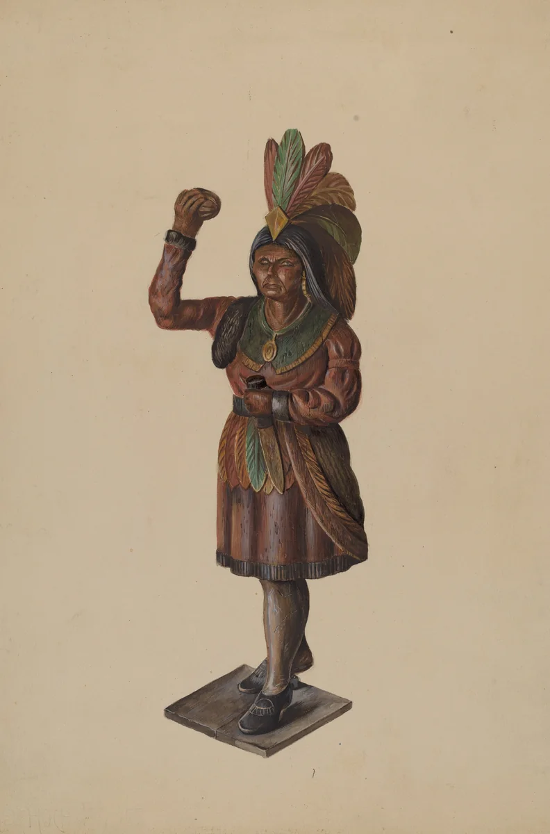 Cigar Store Indian by Walter Hochstrasser, index of american design, 1936