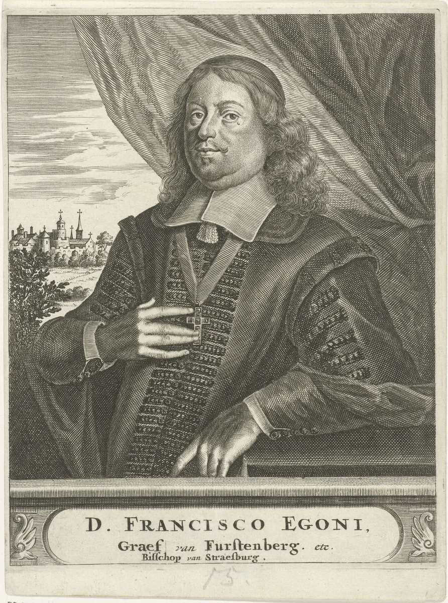 Portret van Frans Egon, graaf van Fürstenberg by Christiaan Hagen, print, 1663-1695