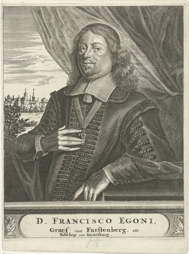Portret van Frans Egon, graaf van Fürstenberg by Christiaan Hagen, print, 1663-1695