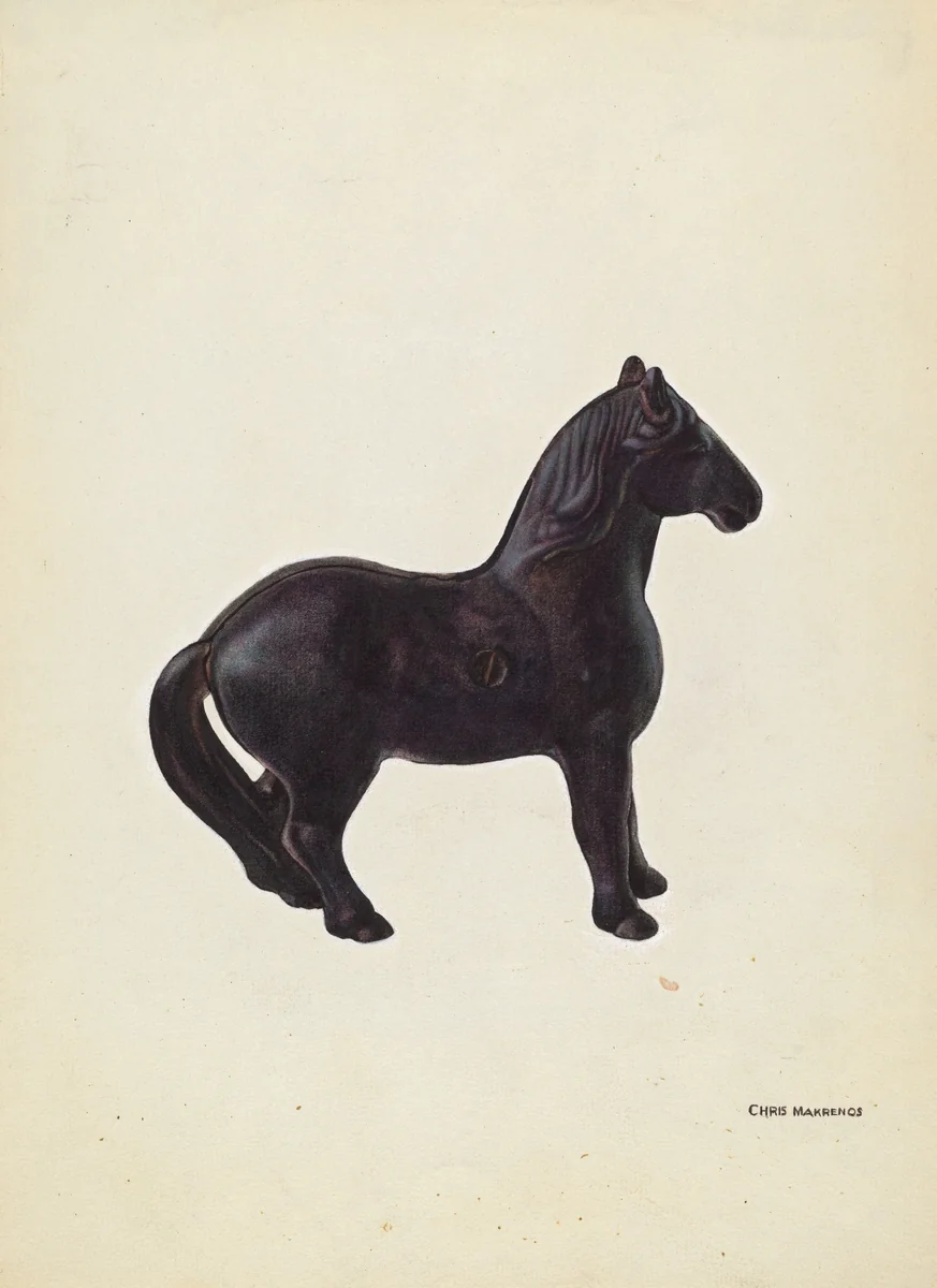 Toy Bank: Horse by Chris Makrenos, index of american design, 1939